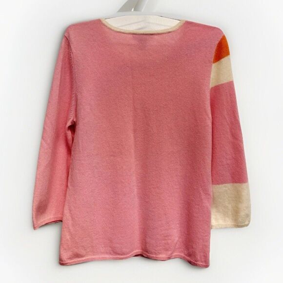 White + Warren Cashmere Pink and Orange Wave Sweater - excellent condition - Picture 3 of 4
